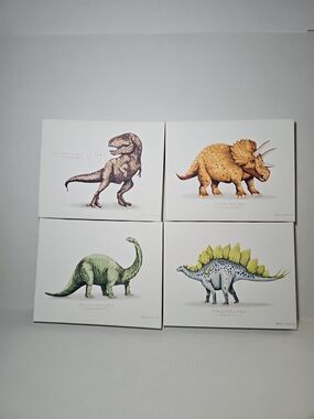 Stupell Educational Dinosaurs Scientific Species 4 Piece Canvas Wall Art Set